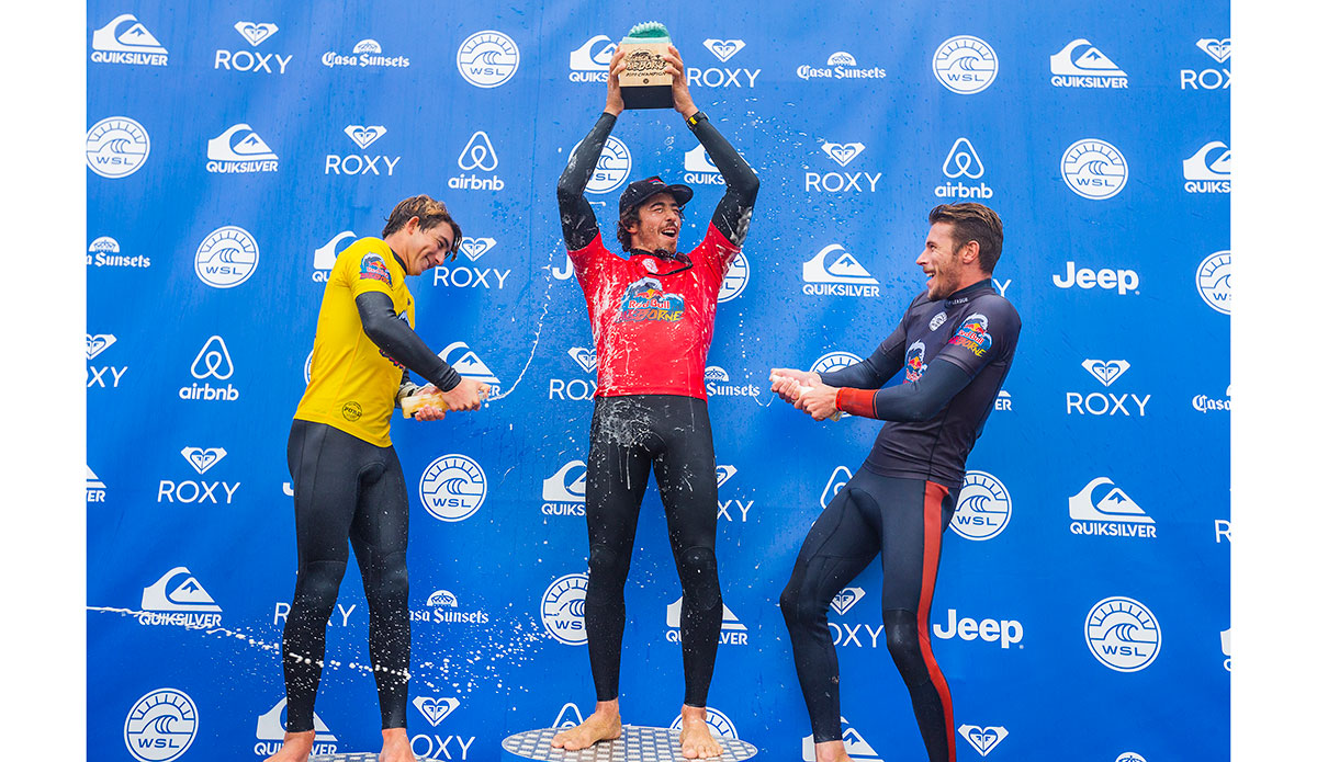 Griffin Colapinto, Yago Dora, and Jack Freestone. Photo: WSL