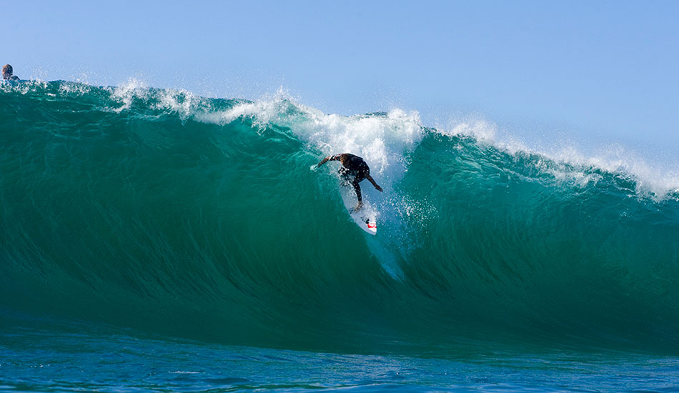 Cow island, Central Coast Australia. Dane Reynolds late dropping. Photo: <a href=\"https://www.reposarphoto.com\">Jason Reposar</a>