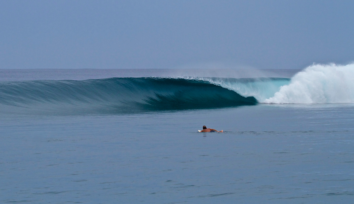 This is why we travel. Paddling out to perfect, un-crowded, barreling, reef pass waves somewhere off a tropical island, miles from anywhere. Photo: <a href=\"https://richardkotchphotography.com/\">Richard Kotch</a>