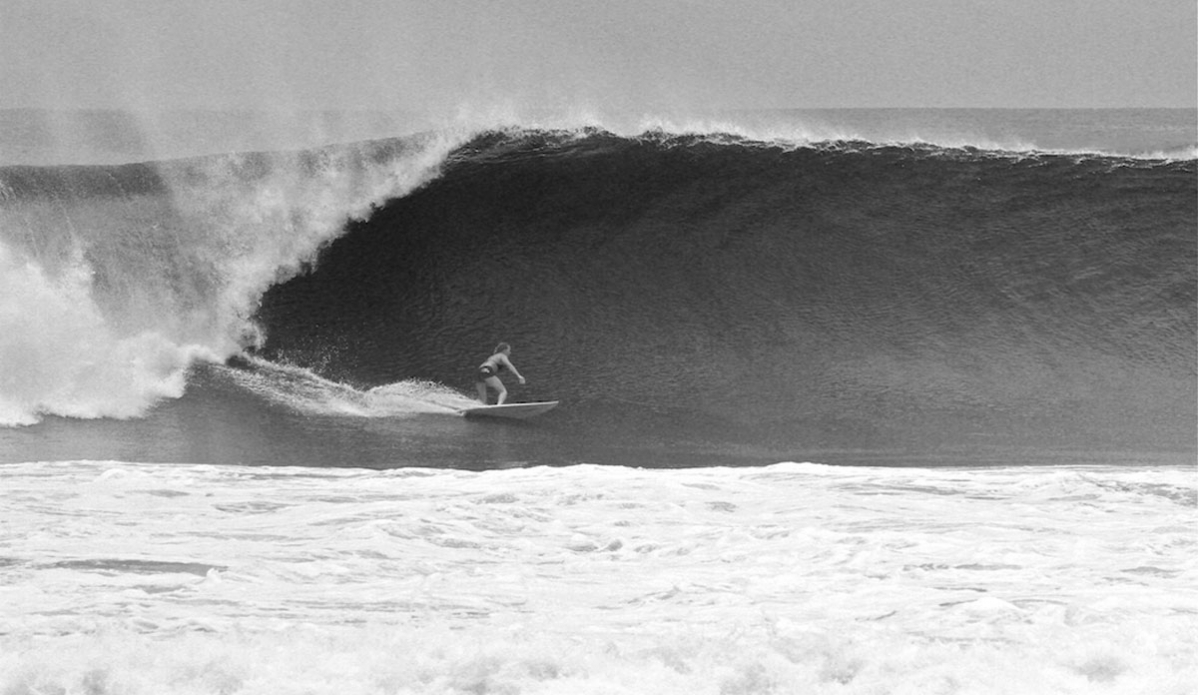 This is Amy at Lohis on a big day a few years ago. It was a really epic day for the Maldives and she surfed it with just one other guy in the water! There was so much spray in the air and the clouds were so low that it was hard to get a decent shot. I had to stand on a chair on top of a table to get over the spray so I could get this shot. Photo: <a href=\"https://richardkotchphotography.com/\">Richard Kotch</a>