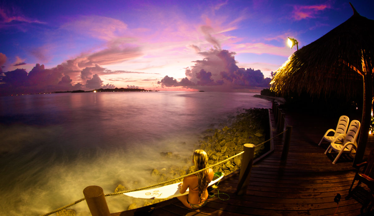 Sunsets from the Lohis deck in the Maldives. Photo: <a href=\"https://richardkotchphotography.com/\">Richard Kotch</a>