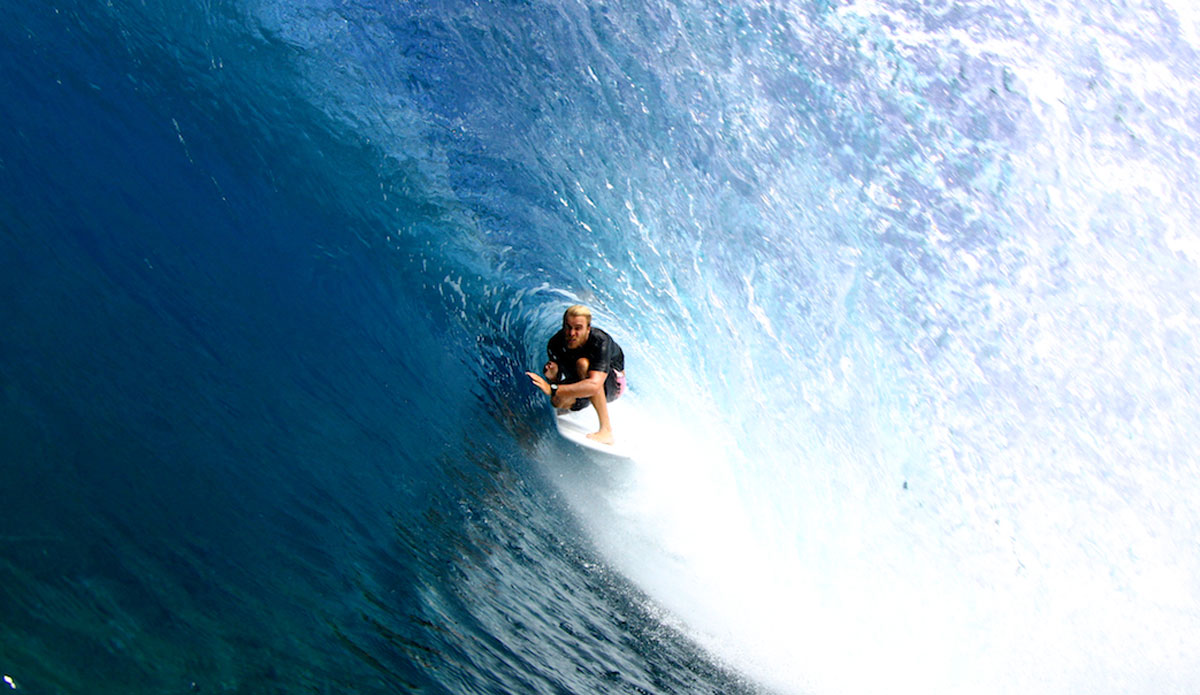I really like the intimacy of shooting fisheye. It gives a glimpse into surfing’s most sacred moment. War Photographer Robert Capa once said, “If your pictures aren”t good enough, you’re not close enough”. I think that is why I so enjoy this style of shooting. When it’s on, the waves are barreling and you’re right in the zone, the adrenaline buzz is intense…. This is my friend Gaston on a small but perfect day at P-Pass. Photo: <a href=\"https://richardkotchphotography.com/\">Richard Kotch</a>