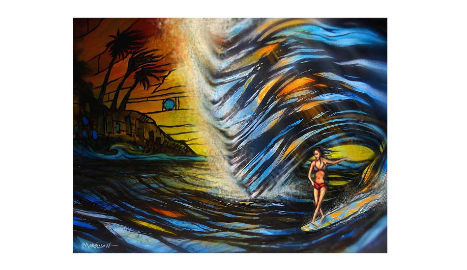 Wahine stained glass. Photo: <a href=\"https://www.envirosurfartseries.com\" target=_blank>Richard Morrison</a>