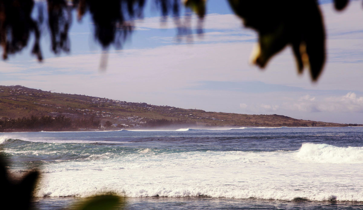 St Leu from across the bay – gives you an idea of the long ride on offer. Photo: <a href=\"https://Instagram.com/simonjayphotos\" target=\"_blank\"> Simon Rickwood</a>