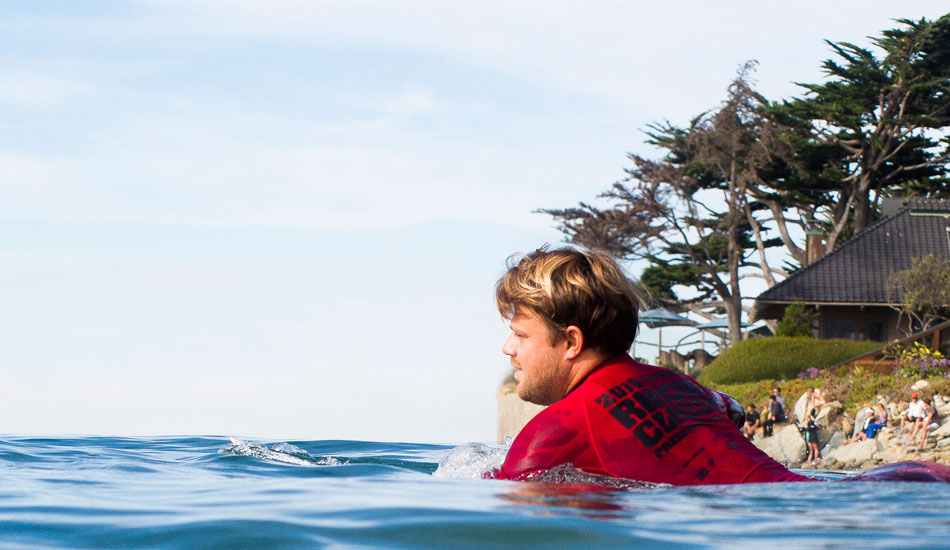 Dane paddling out at the 2014 Rincon Classic. Photo: <a href=\"https://www.nickliotta.com\">Nick Liotta</a>