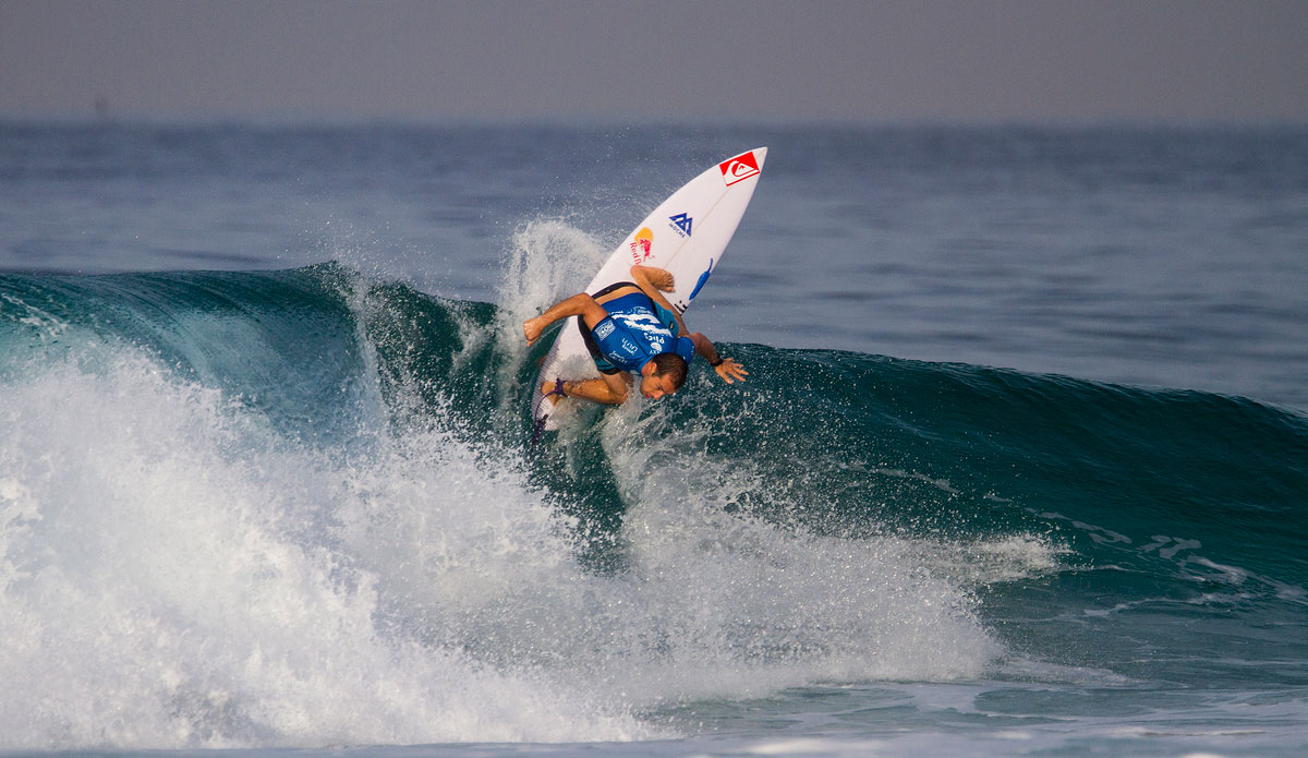 Tiago Pires of Portugal (pictured) winning his Round 1 heat at the Billabong Rio Pro in Brasil on Wednesday May 7, 2014. Photo: <a href=\"https://www.aspworldtour.com/\">ASP / Smorigo</a>