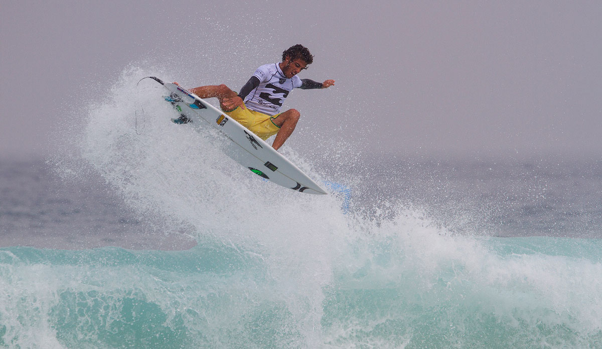 Filipe Toledo of Ubatuba, Sao Paulo, Brasil (pictured) posted some of the day\'s highest scores to win his Round 1 heat at the Billabong Rio Pro on May 7, 2014. Toledo posted a near perfect 9.43 followed by an 8.87 (both out of ten) to advance directly into Round 3. Photo: <a href=\"https://www.aspworldtour.com/\">ASP / Smorigo</a>