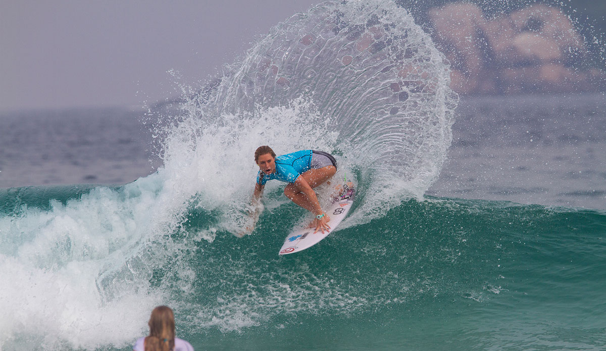 Nikki Van Dijk of Phillip Island, Australia (pictured) won her Round 1 heat at the Billabong Rio Pro advancing directly into Round 3 on Wednesday May 7, 2014. Van Dijk defeated Bianca Buitendag (ZAF) and Coco Ho (HAW). Photo: <a href=\"https://www.aspworldtour.com/\">ASP / Kirstin</a>