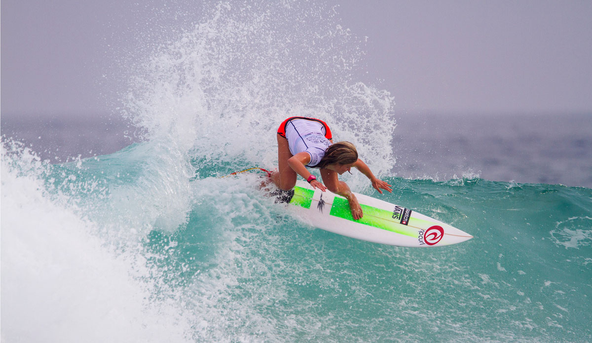 Pauline Ado of Anglet, France (pictured) placed second during Round 1 of the Billabong Rio Pro where she was defeated by Tyler Wright (AUS) on Wednesday May 7, 2014. Ado will surf again in Round 2. Photo: <a href=\"https://www.aspworldtour.com/\">ASP / Smorigo</a>