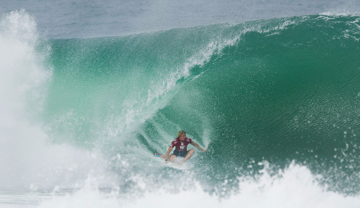 John John Florence of North Shore, Oahu, Hawaii winning his Round 2 heat at the Oi Rio Pro in Barra De Tijuca, Rio, Brazil.  Photo: <a href=\"https://www.worldsurfleague.com/\">WSL</a> / <a href=\"https://instagram.com/danielsmorigo/\">Smorigo</a>