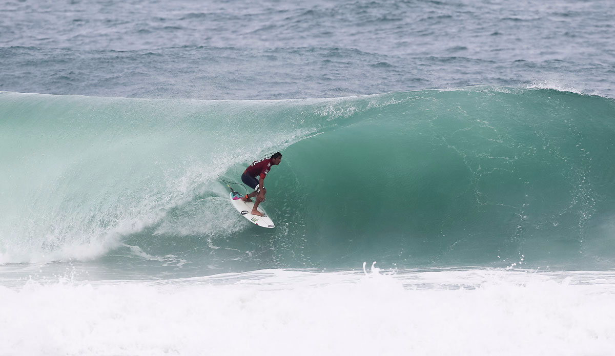 Miguel Pupo of Itanhaem, Sao Paulo, Brazil finished equal 25th after placing second in his round 2 heat. Photo: <a href=\"https://www.worldsurfleague.com/\">WSL</a> / <a href=\"https://instagram.com/danielsmorigo/\">Smorigo</a>