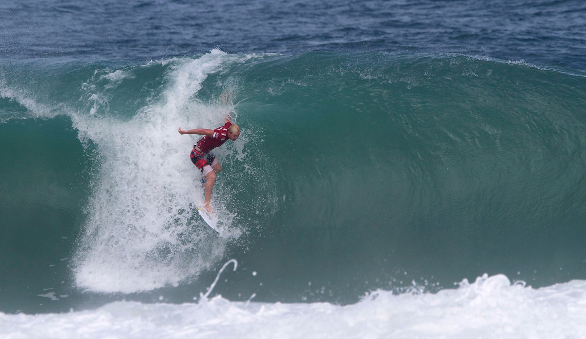 Nat Young of Santa Cruz, California, USA (pictured) winning finished equal 25th after placing second in his round 2 heat at the Oi Rio Pro. Photo: <a href=\"https://www.worldsurfleague.com/\">WSL</a> / <a href=\"https://instagram.com/danielsmorigo/\">Smorigo</a>