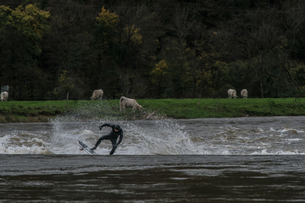 No one\'s out — just Tao, his fins, and some French Locals. Photo: <a href=\"www.larsjacobsen.com\">Lars Jacobsen</a>