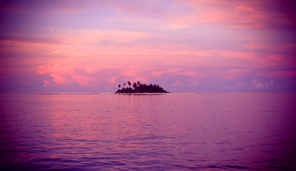 Purple sunset in the Mentawais, shot on velvia film. Sometimes you can put things in the center of the frame. Image: <a href=\"https://www.kevinroche.com/\" target=\"_blank\">Roche</a>