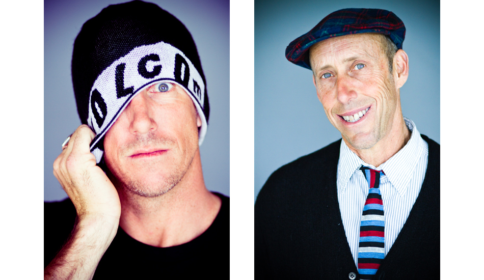 Santa Cruz locals (L) Mavericks charger, \"Skindog\" Collins, (R) harmless neighborhood eccentric, Steiny 2011.  Image: <a href=\"https://www.kevinroche.com/\" target=\"_blank\">Roche</a>