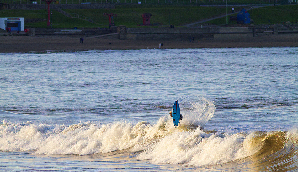 Harry Timson is one of the leading British juniors and this shot is from a comp in Scarborough on England\'s east coast. He stuck it of course. Photo: <a href=\"https://surfphoto.500px.com/home\"> Roger Sharp</a>