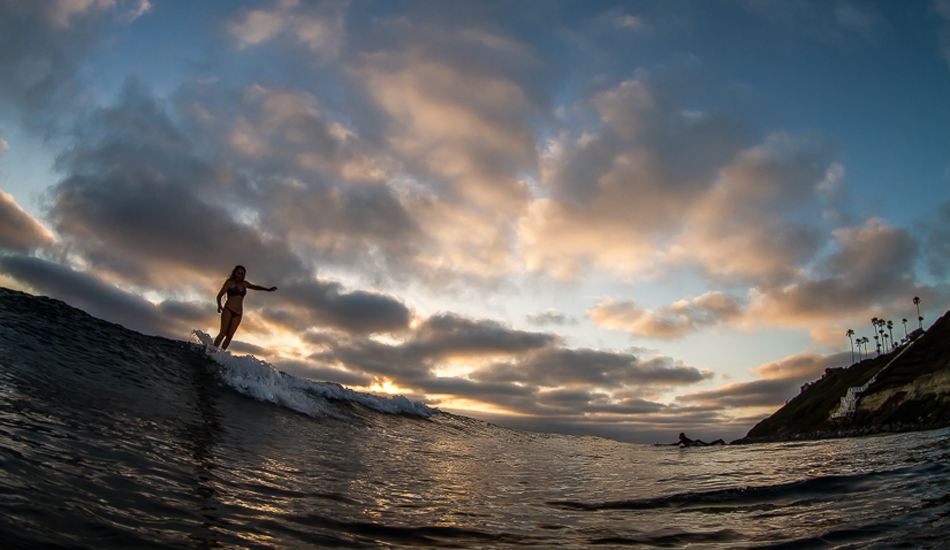 Longboarder Stephanie Schechter walking on clouds. Photo: <a href=\"https://www.surfingeye.com/\" target=_blank>Ronald Hons</a>.