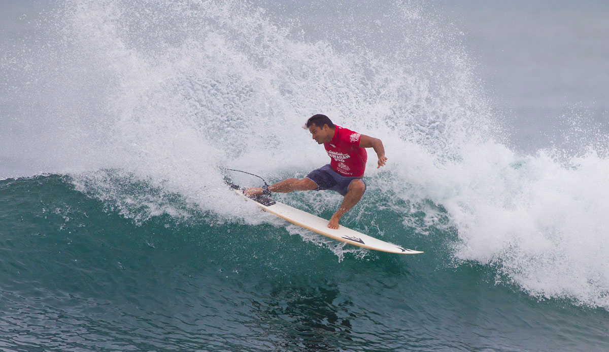 Michel Bourez of Tahiti (pictured) placing second in his Round 3 heat at the Hawaiian Pro. Photo: Masurel/<a href=\"https://www.worldsurfleague.com/\">WSL</a>