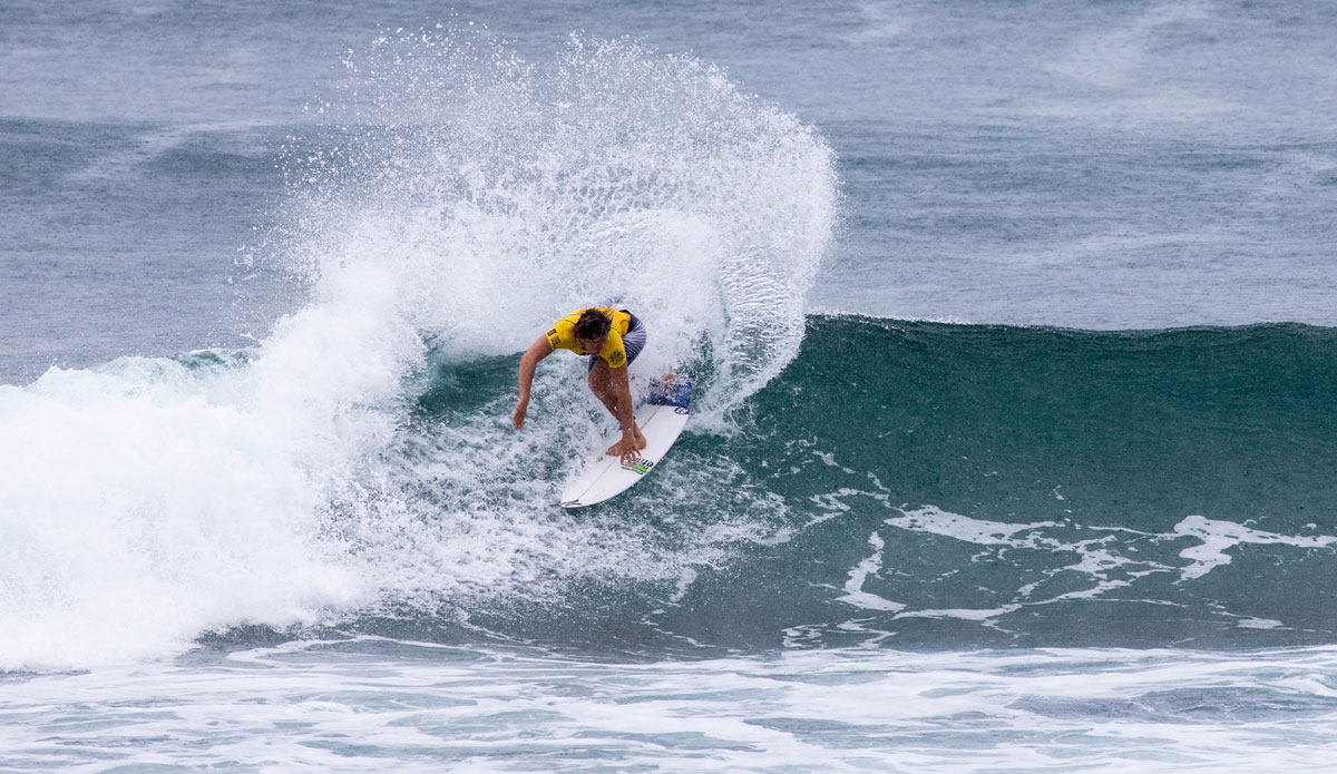 Conner Coffin of the United States (pictured) placed second in his Round 3 heat at the Hawaiian Pro. Photo: <a href=\"https://instagram.com/tony_heff/\"> Tony Heff/<a href=\"https://www.worldsurfleague.com/\">WSL</a>