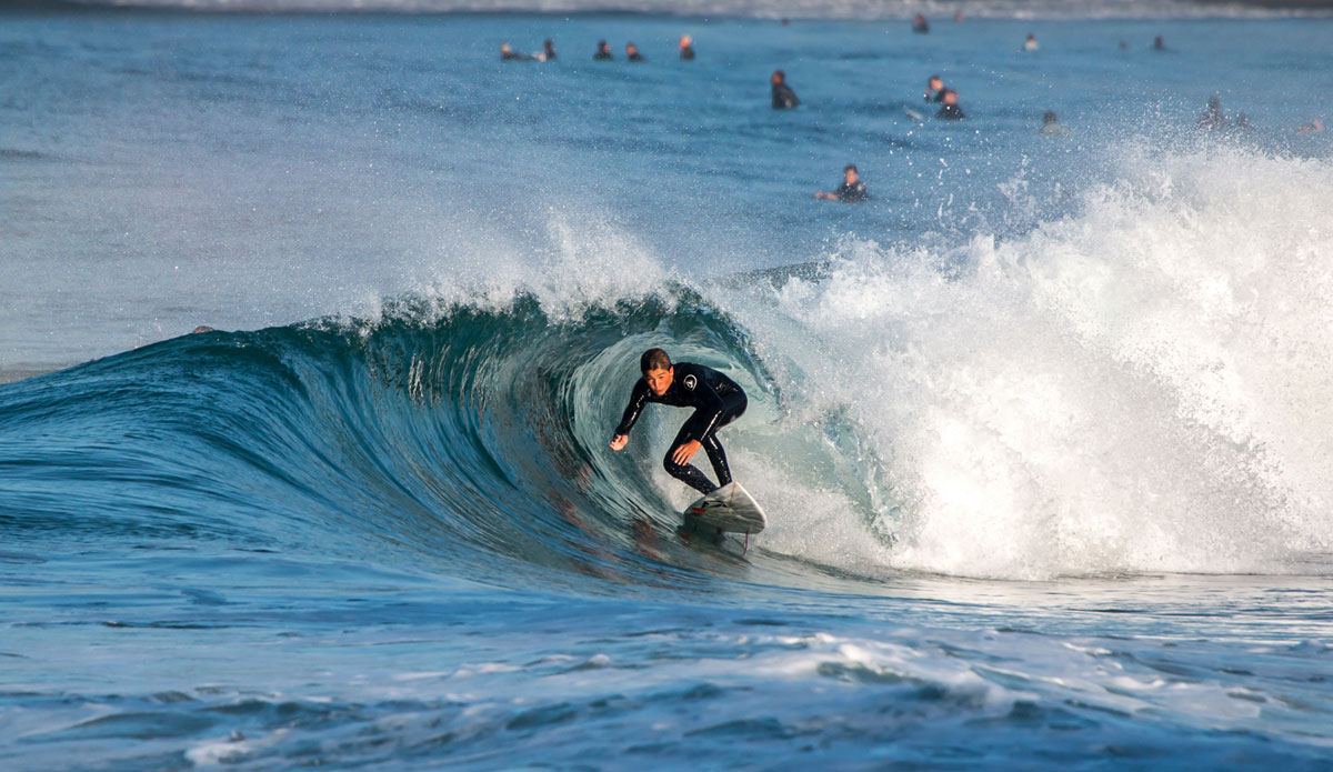 Newport Beach\'s Sam Neiger tucking into a little one. Photo: <a href=\"https://instagram.com/jeff_davis\">Instagram @jeff_davis</a>