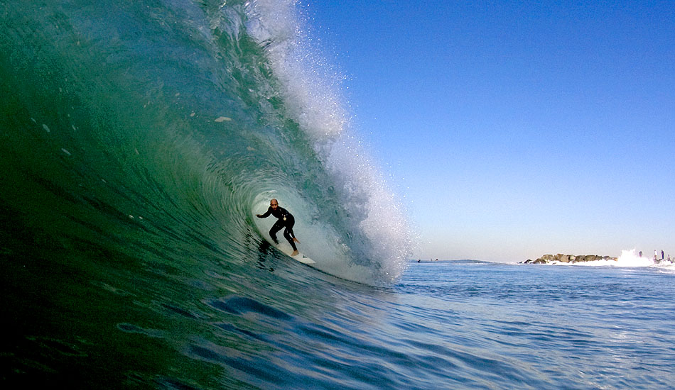 Darren Brillhart is a great surfer and a well-established surf contest organizer. Here Darren sneaks one in before the heats get started. Photo: <a href=\"https://sardelis.com/\" target=\"_blank\">Sardelis.com</a>/<a href=\"https://hbsurfshot.blogspot.com/\" target=\"_blank\">HBSurfShot.Blogspot.com</a>