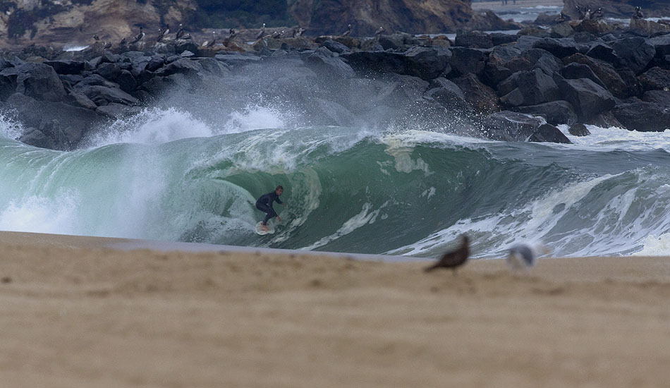 Spencer Pirdy is making a name for himself at The infamous Wedge. Photo: <a href=\"https://sardelis.com/\" target=\"_blank\">Sardelis.com</a>/<a href=\"https://hbsurfshot.blogspot.com/\" target=\"_blank\">HBSurfShot.Blogspot.com</a>