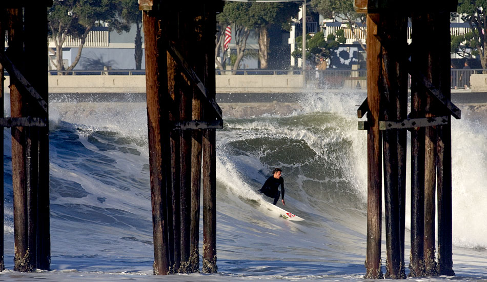 Dane Reynolds at his home in Ventura. I didn’t even know he was out surfing this day. I was shooting the South side of the Pier and this moment happened. It was just dumb luck. Photo: <a href=\"https://sardelis.com/\" target=\"_blank\">Sardelis.com</a>/<a href=\"https://hbsurfshot.blogspot.com/\" target=\"_blank\">HBSurfShot.Blogspot.com</a>