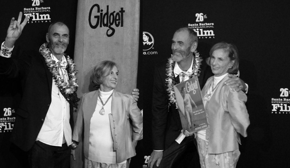 The maker of A Deeper Shade of Blue, Jack McCoy, poses with Kathy Kohner-Zuckerman (aka Gidget). Photo: <a href=\"https://www.mattbauerdesign.com\" target=_blank>Bauer