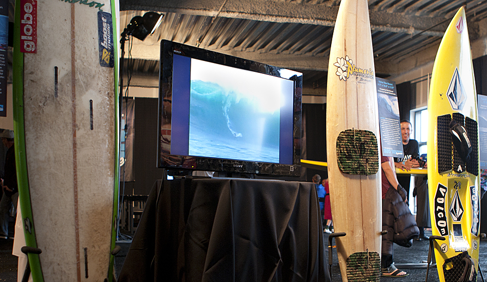 Big wave boards were on display. The Billabong XXL Global Big
Waves Awards nominee announcement and party took place at the end of the day, Saturday. Photo: Maggie Yount
