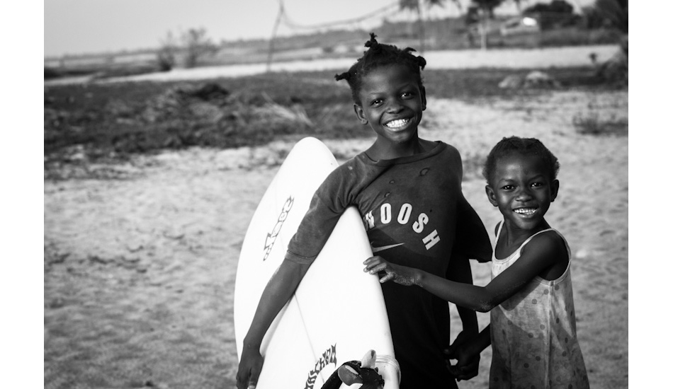 Surfing is for everybody... these young Liberian girls are enthusiastic about learning to surf. Photo: Sean Brody