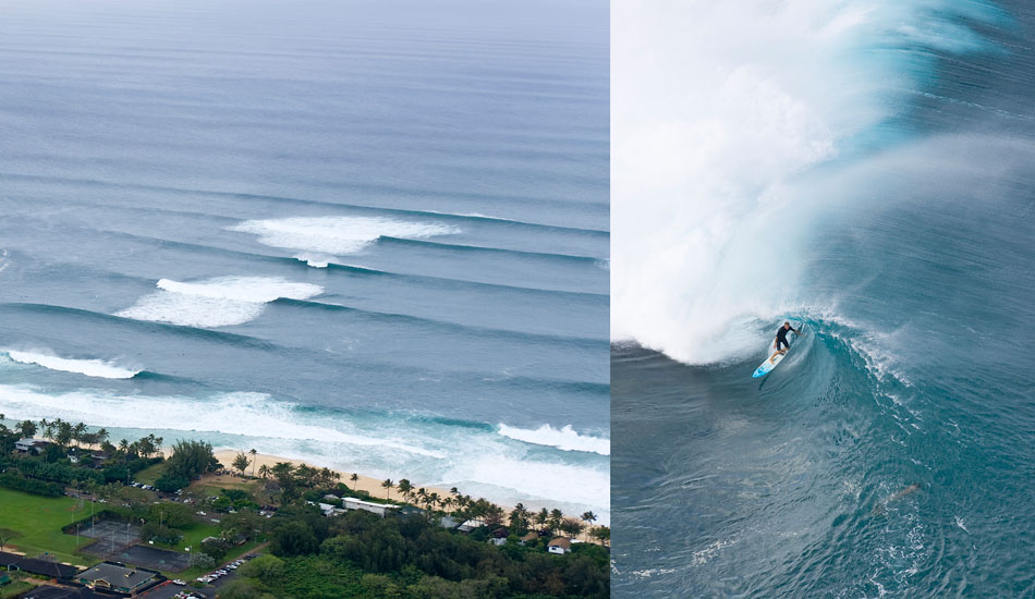 Pipe Double. Left: Macking swell  Right: Flynn Novak pitted. Photo: <a href=\"http://seandavey.com/\" target=_blank>Sean Davey</a>