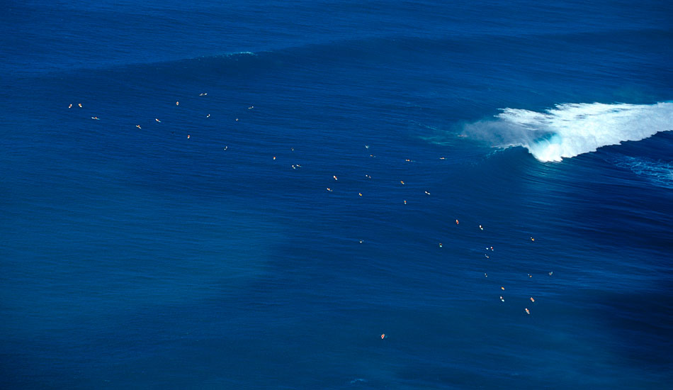 Sunset aerial view of the surfers. Photo: <a href=\"http://seandavey.com/\" target=_blank>Sean Davey</a>