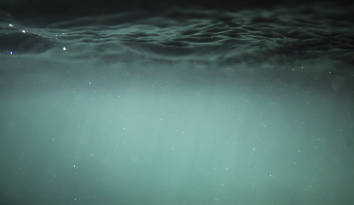 In typical bizarre contrast the subsurface world of \'Steamer Lane\' is tranquil and calm with a hint of seaweed. Photo: Sean Ruttkay