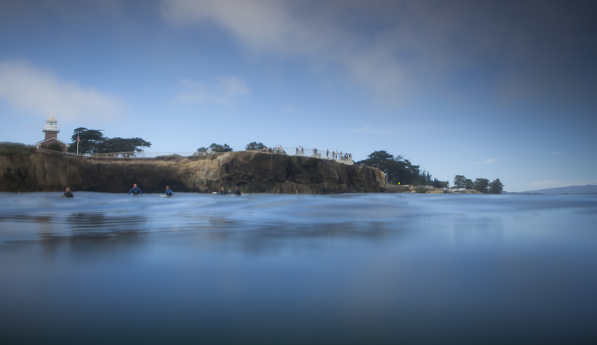 Slick cool water sets the stage for stillness in a lineup where mind jockeying preludes intense action. Photo: Sean Ruttkay