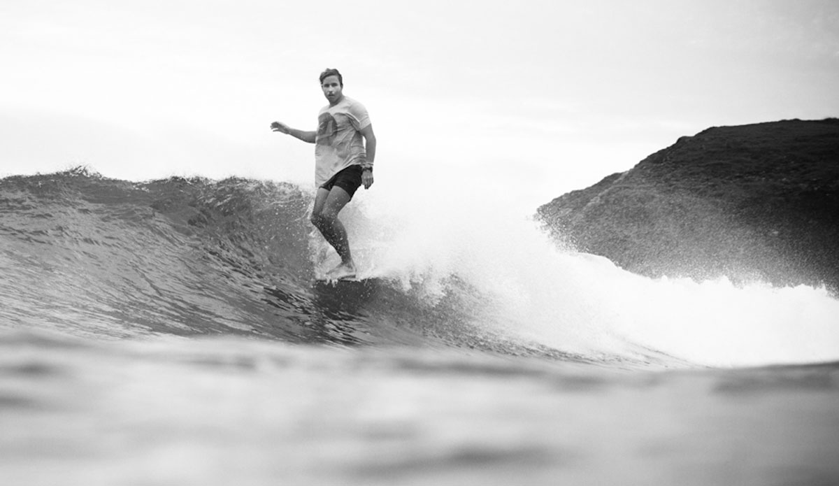 Mathieu hanging ten at Crescent Head. Photo: <a href=\"https://thomaslodin.tumblr.com/\">Thomas Lodin</a>