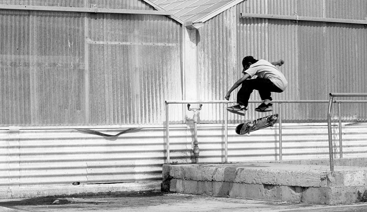 This isn\'t necessarily a defining image, but skateboarding is how I got into photography as a kid. In the early \'90s skateboarding was dead. There were only four kids in the surrounding area that even skated and we wanted to progress. At the time, those VHS shoulder pack personal camcorders were just too big for a 10-year-old, so naturally we turned to still cameras. We would divide up the roll of film and each person would take turns shooting and skating for their 8 frames. I still have all those images in a drawer at my parent\'s house. Great memories and horrible images. Photo: <a href=\"https://sethderoulet.com/\">Seth de Roulet</a>