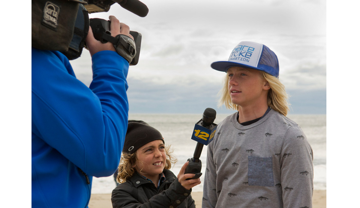Local cable covered the event and let the groms take over the interview of event coordinator, 13-year-old Logan Kamen.