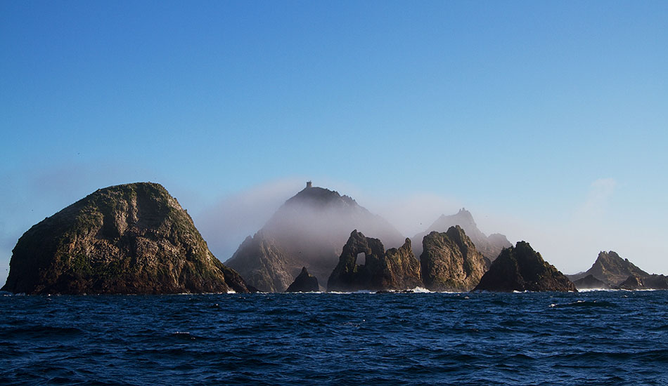 Mist clings to the top of SE Farallon, trying to hide the structure.Photo: <a href=\"http://instagram.com/migdailphoto\"> Seth Migdail</a>