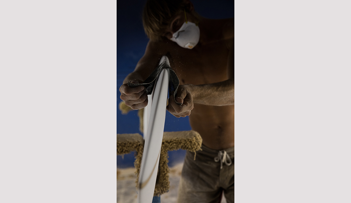 Robin Kegel putting the final touches on one of his boards. Santa Ana, CA.  Photo: Sheldon Magner