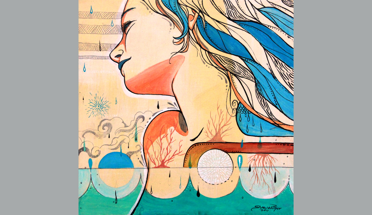 Flowing, Mixed media on wood, 12”x12” Photo: <a href=\"https://www.skyewalkerart.com/\">Skye Walker</a>
