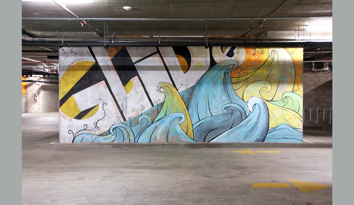 Glide, Whole Foods, Encinitas, CA, Spray paint and Latex Paint, 24\' x 13\' Photo: <a href=\"https://www.skyewalkerart.com/\">Skye Walker</a>