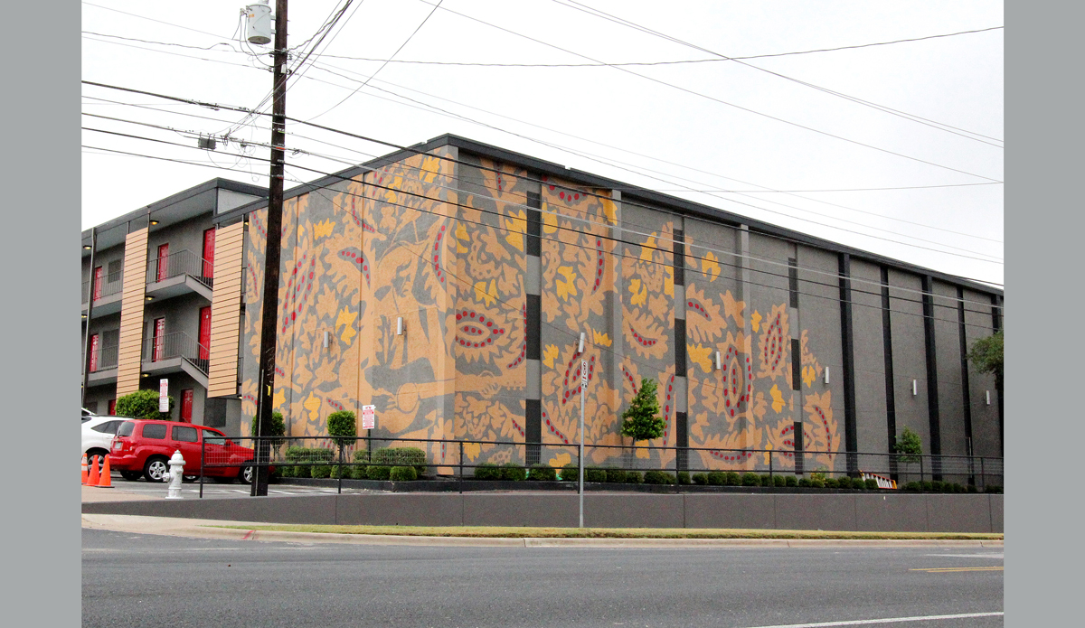 Mint Urban Apartments, Austin, TX, Latex Paint, 100’ x 30’  Photo: <a href=\"https://www.skyewalkerart.com/\">Skye Walker</a>