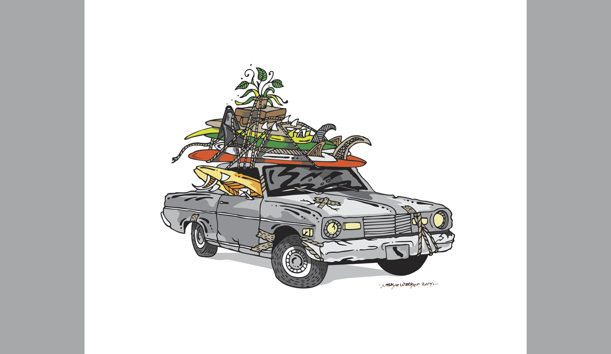 Road Trip, Ink and Illustrator, 8\'\'x10\'\'Photo: <a href=\"https://www.skyewalkerart.com/\">Skye Walker</a>