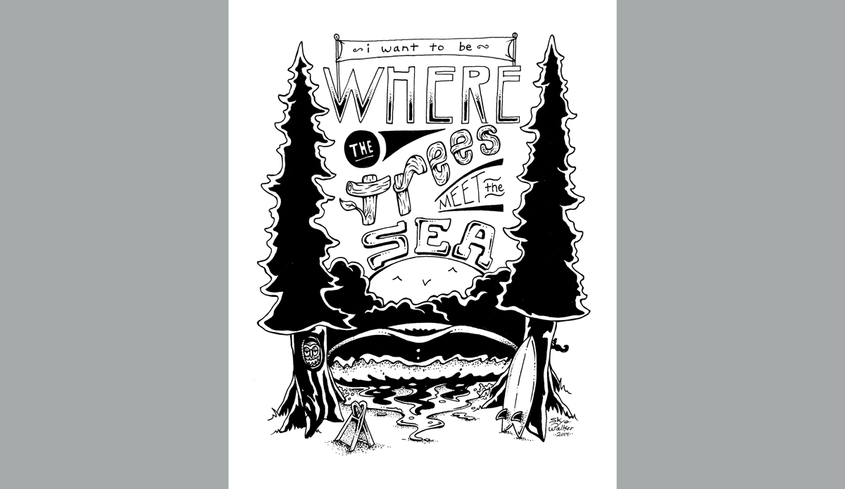 Trees to Sea, Ink on Paper, 8\'\'x10\'\' Photo: <a href=\"https://www.skyewalkerart.com/\">Skye Walker</a>