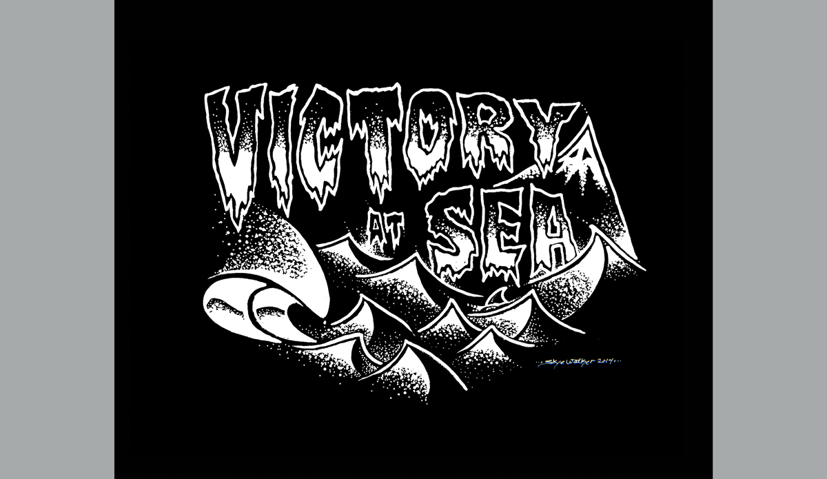 Victory at Sea, Spray Paint and paint pen, 8\'\'x10\'\' Photo: <a href=\"https://www.skyewalkerart.com/\">Skye Walker</a>
