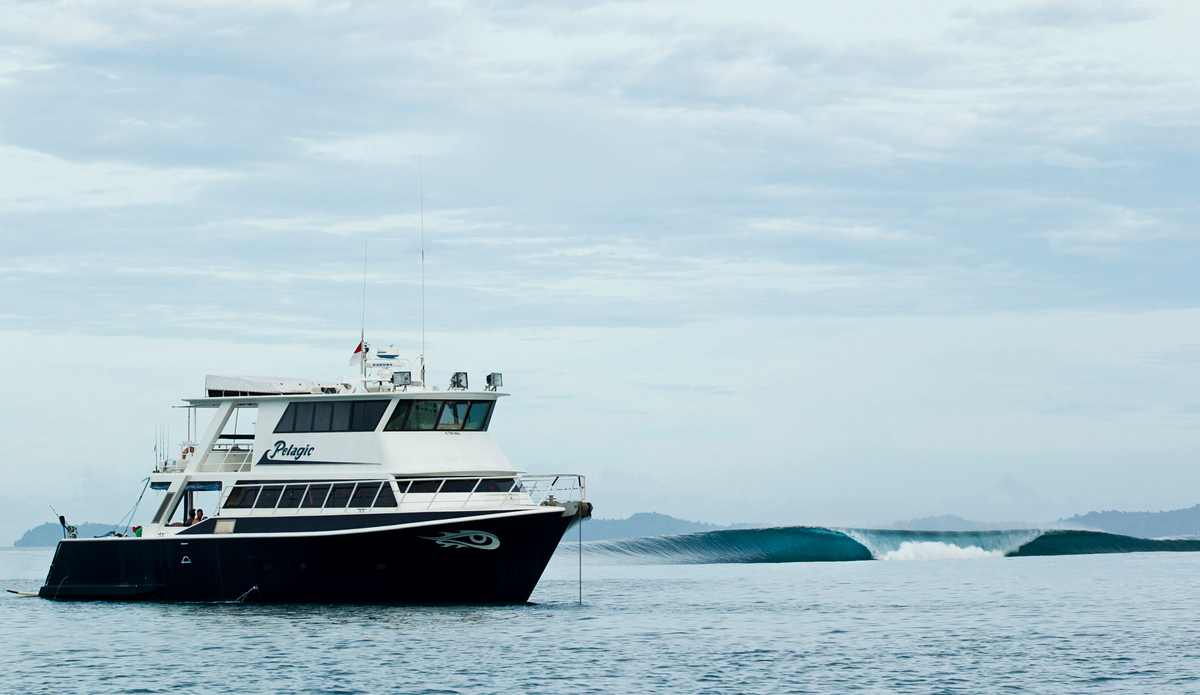 I have a very good working relationship with the good people at Pelagic surf charters. I\'m really fortunate as it\'s probably one of - if not the best - surf charter boat you can go on. As you can see, they will put you right where you want to be. Photo: <a href=\"https://www.spencehornbyimages.com\">spencehornbyimages.com</a>