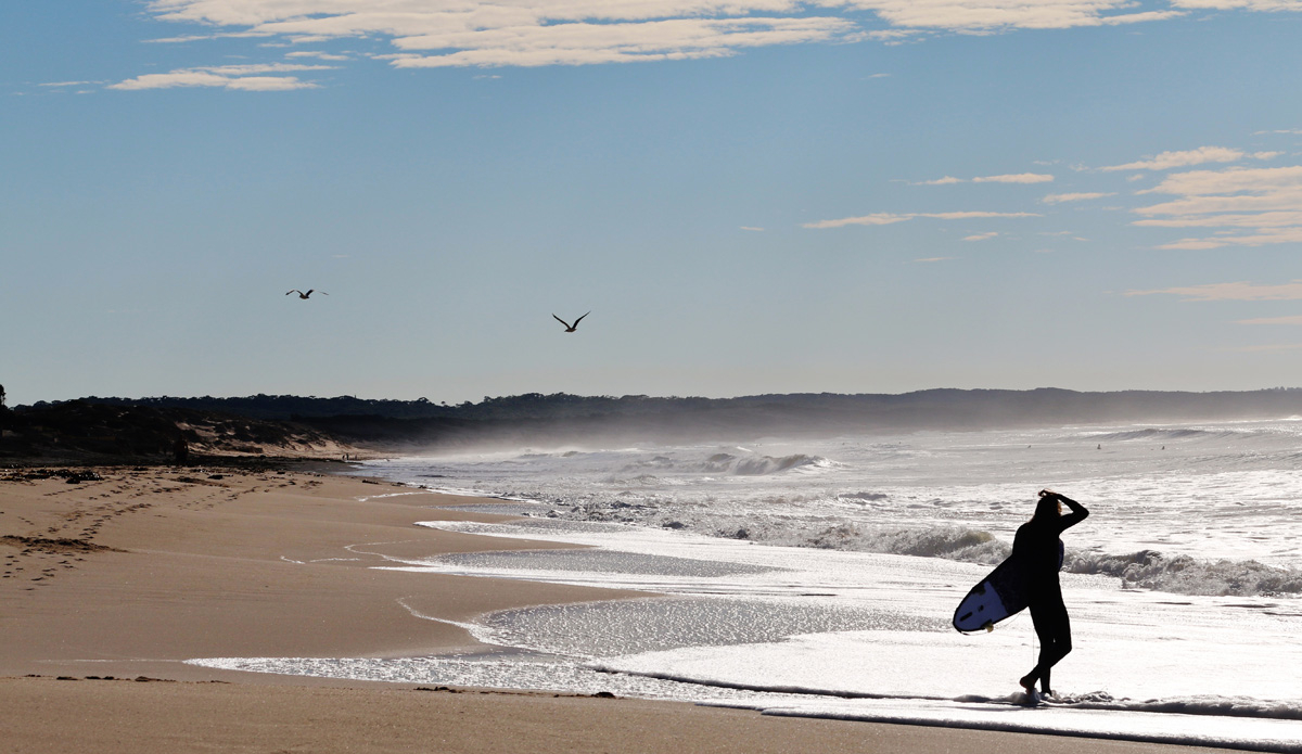 Bliss. A local surfer making a peaceful entry into the ocean on a cold winter morning. Photo: <a href=\"https://rickycavarra.com\">Ricky Cavarra</a>