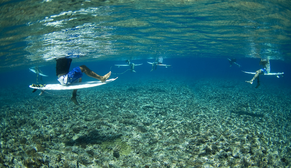 Waiting for a set at Teahupoo. Image: <a href=\"https://www.vincestreet.com\" target=\"_blank\">Street</a>