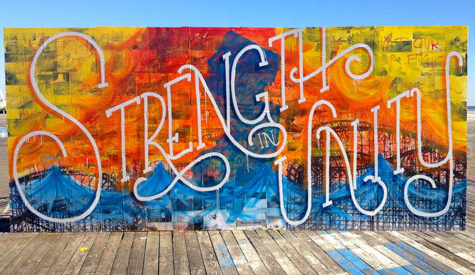 Finished… sort of - 
The completed mural was just the start of this project. Now we had to dismantle, remove it from the boardwalk, cut it up, frame, photograph and sell. 