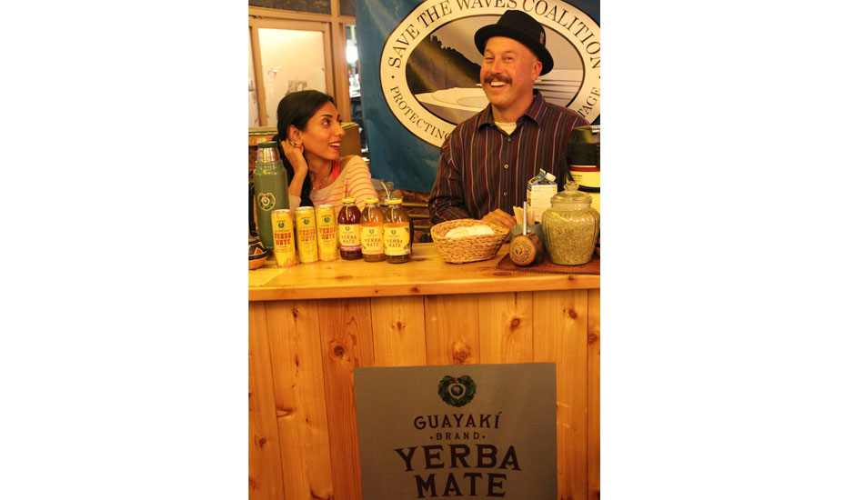 Guayaki showed up with refreshments. Photo: <a href=\"https://www.savethewaves.org\">Save the Waves</a>